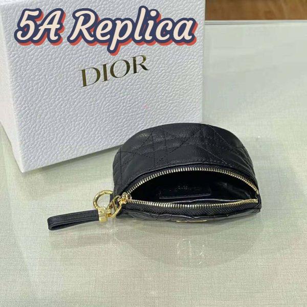 Replica Dior Women Detachable Dior Caro Half-Moon Coin Purse-Black 6