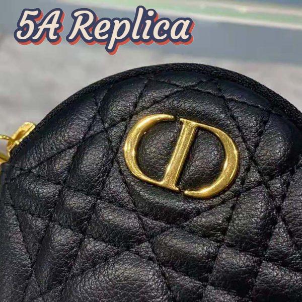 Replica Dior Women Detachable Dior Caro Round Coin Purse-Black 8