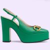Replica Gucci Women GG Horsebit Platform Sandal Black Leather Double G High 13 CM Heel 16