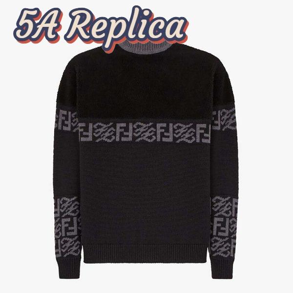 Replica Fendi Men Black Wool Sweater with High Collar and Long Sleeves 2