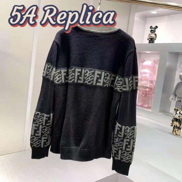Replica Fendi Men Black Wool Sweater with High Collar and Long Sleeves 4