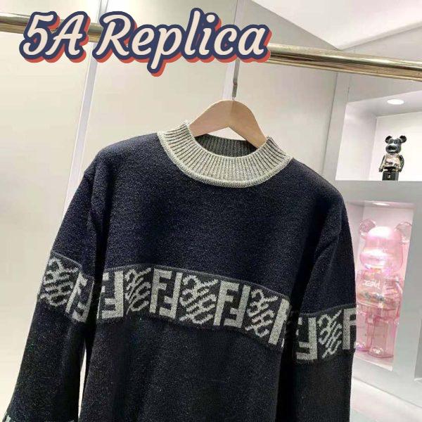 Replica Fendi Men Black Wool Sweater with High Collar and Long Sleeves 5