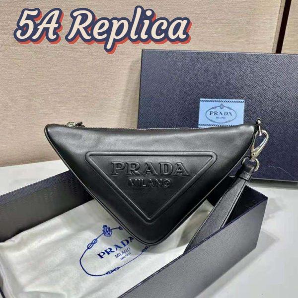Replica Prada Women Leather Triangle Leather Pouch-Black 6