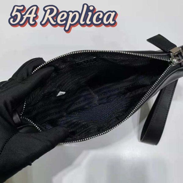 Replica Prada Women Leather Triangle Leather Pouch-Black 9