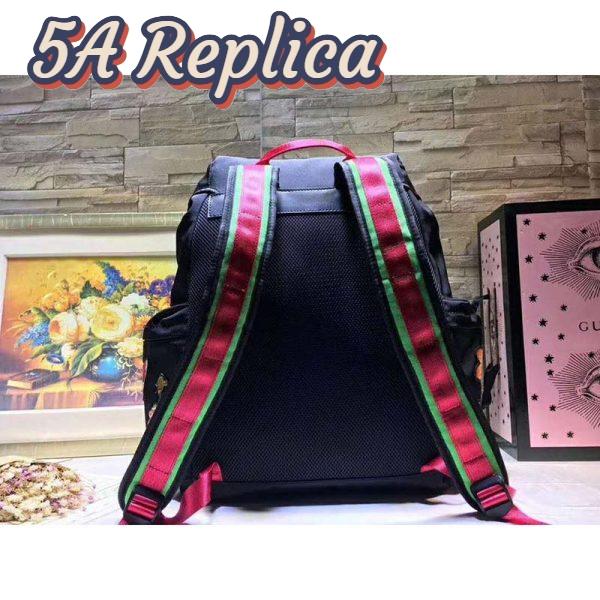 Replica Gucci GG Unisex Backpack with Embroidery Black Techno Canvas 4