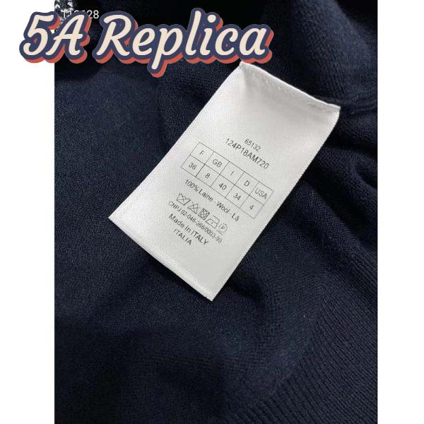 Replica Dior Women CD Bobby Sweater Navy Blue Cashmere Jacquard Ribbed Round Collar 11