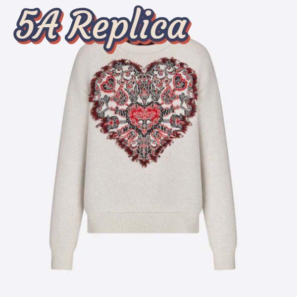 Replica Dior Women CD Sweater Ecru Technical Cashmere Wool Knit Dior Bandana Motif