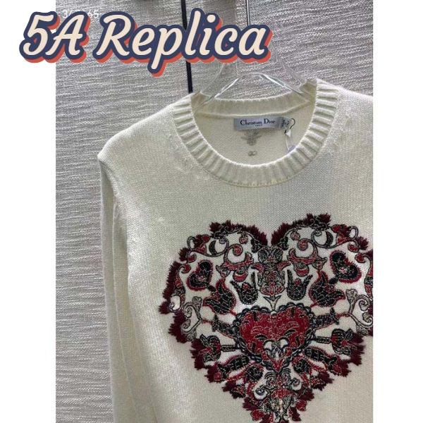 Replica Dior Women CD Sweater Ecru Technical Cashmere Wool Knit Dior Bandana Motif 6