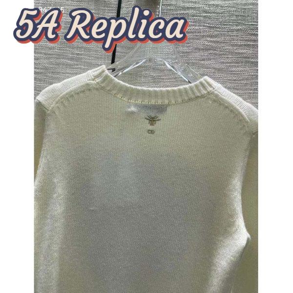 Replica Dior Women CD Sweater Ecru Technical Cashmere Wool Knit Dior Bandana Motif 9