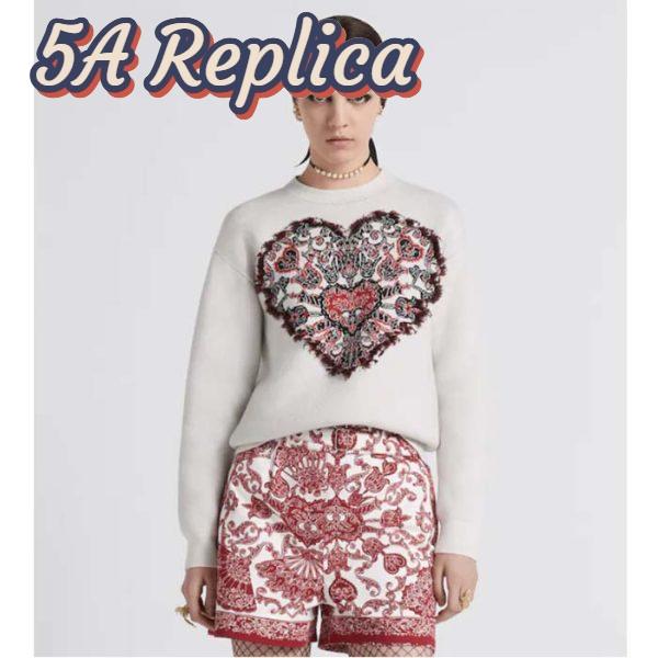 Replica Dior Women CD Sweater Ecru Technical Cashmere Wool Knit Dior Bandana Motif 13