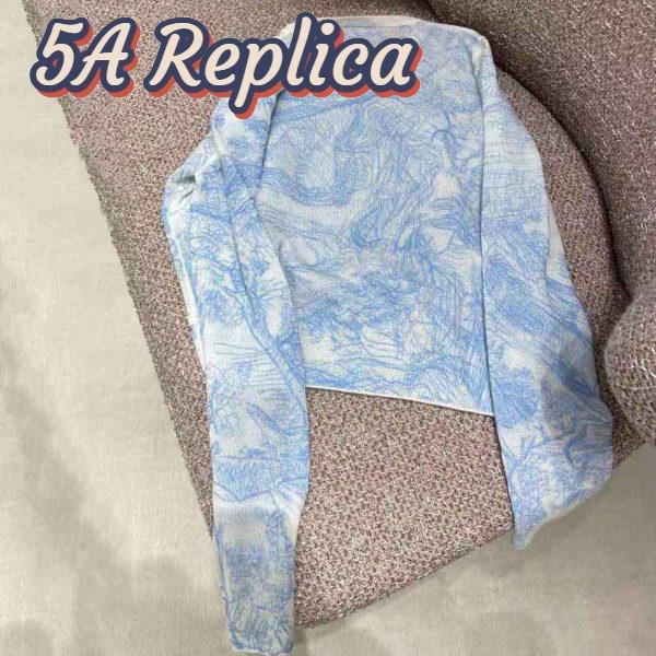 Replica Dior Women Chez Moi Embroidered Sweater Cornflower Blue Technical Cashmere Knit 6