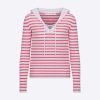 Replica Dior Women Mariniere Sweater Peony Pink Linen Cashmere and Silk