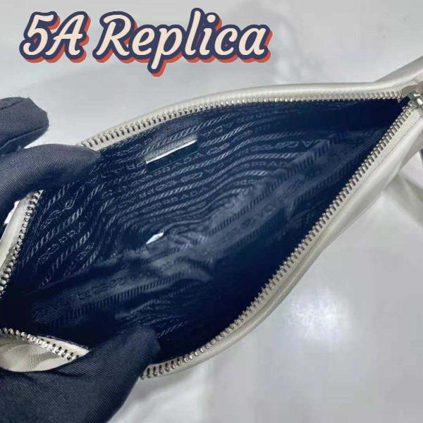 Replica Prada Women Leather Triangle Leather Pouch-White 10