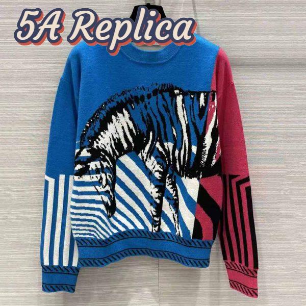 Replica Dior Women Sweater Bright Blue and Pink D-Jungle Pop Double-Sided Technical Cashmere 3