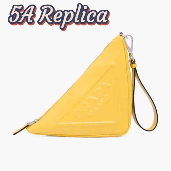 Replica Prada Women Leather Triangle Leather Pouch-Yellow