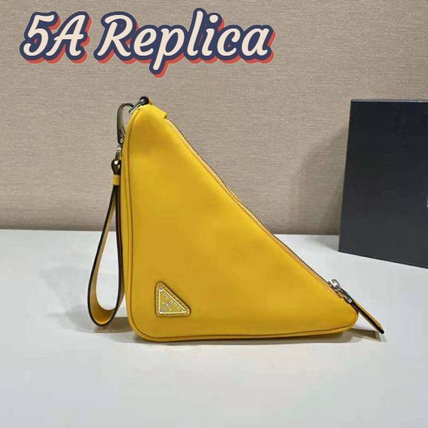 Replica Prada Women Leather Triangle Leather Pouch-Yellow 4