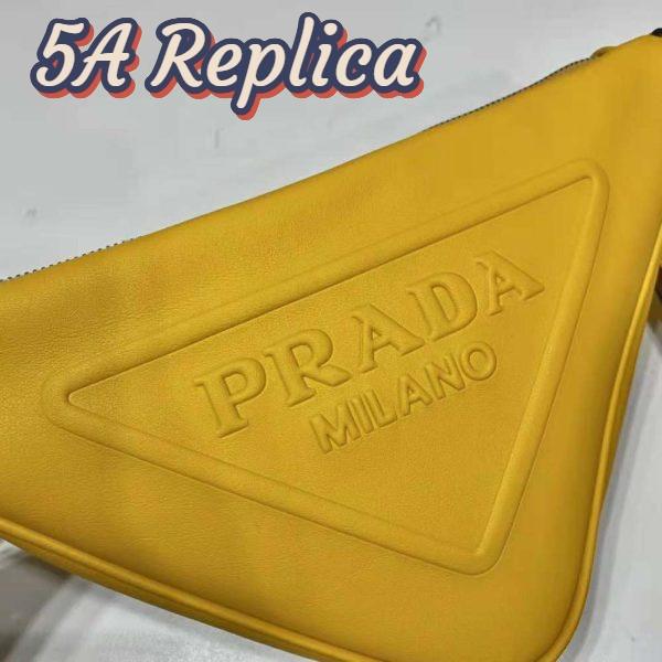 Replica Prada Women Leather Triangle Leather Pouch-Yellow 8