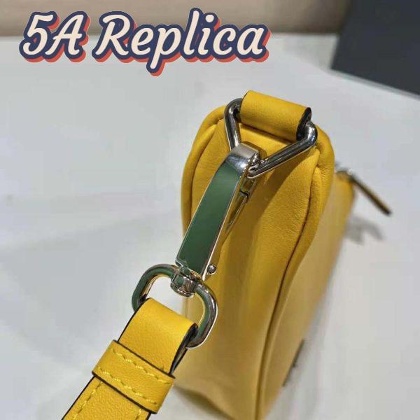 Replica Prada Women Leather Triangle Leather Pouch-Yellow 9