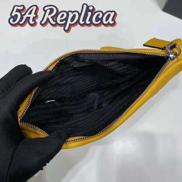 Replica Prada Women Leather Triangle Leather Pouch-Yellow 10