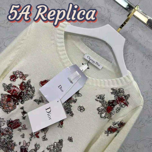 Replica Dior Women Sweater White Cashmere with Multicolor Butterfly Motif 5