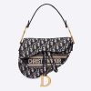 Replica Dior Women Saddle Bag Blue Dior Oblique Embroidery ‘CD’ Structure