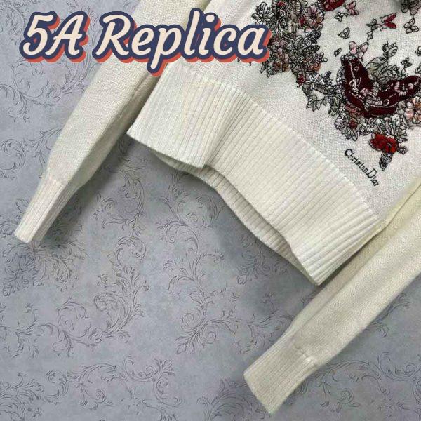 Replica Dior Women Sweater White Cashmere with Multicolor Butterfly Motif 7