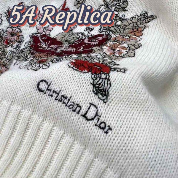 Replica Dior Women Sweater White Cashmere with Multicolor Butterfly Motif 9