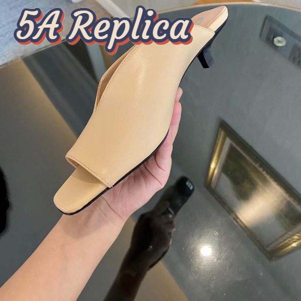 Replica Gucci Women GG Mid-Heel Open-Toe Pump Light Pink Leather Sole 7.6 Cm Heel 8