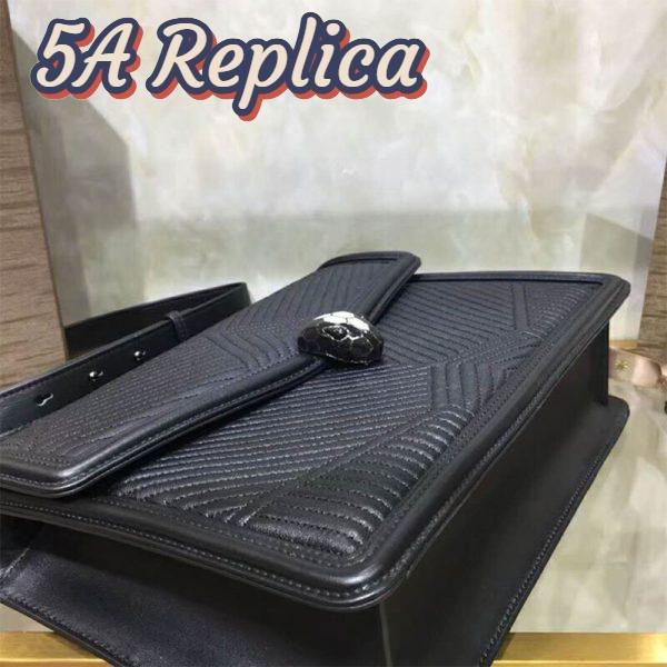Replica Bvlgari Women Serpenti Forever Top Handle Bag in Calf Leather-Black 6