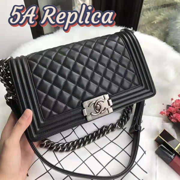 Replica Chanel Boy Chanel Handbag in Calfskin & Ruthenium-Finish Metal-Black 3