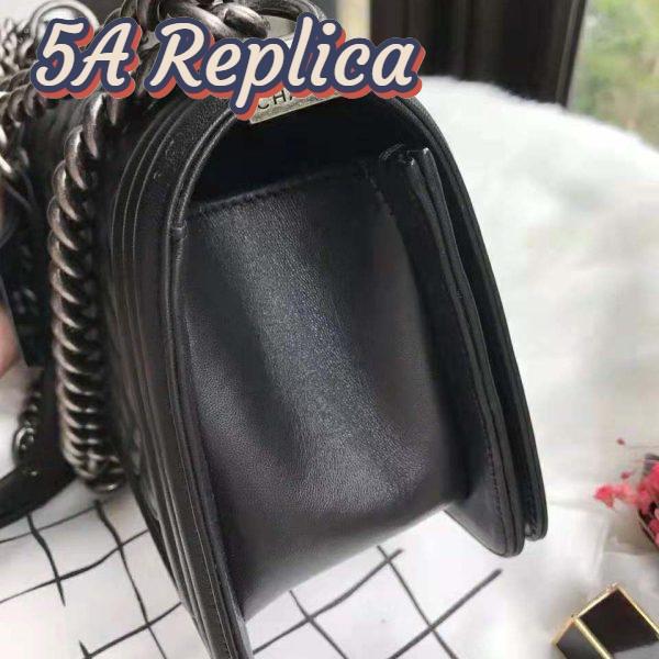 Replica Chanel Boy Chanel Handbag in Calfskin & Ruthenium-Finish Metal-Black 11