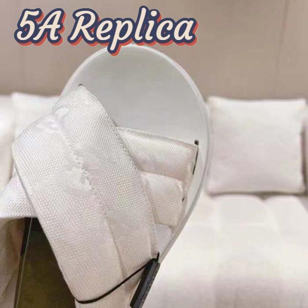 Replica Gucci Women GG Platform Slide Sandal White Nylon Rubber Mid 6.4 CM Heel 8