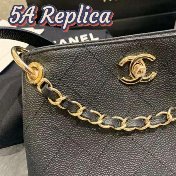 Replica Chanel Women Hobo Handbag in Calfskin Leather-Black 9