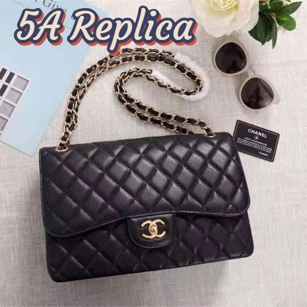 Replica Chanel Women Large Classic Handbag in Grained Calfskin Leather-Black 3