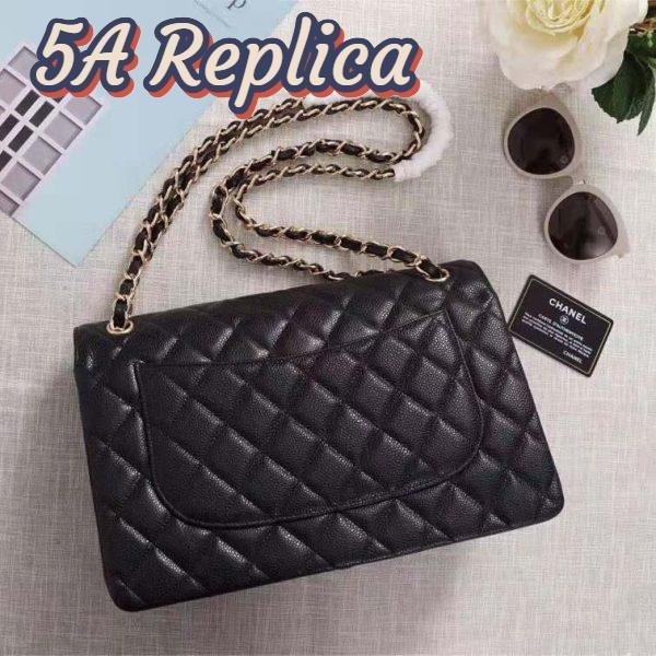 Replica Chanel Women Large Classic Handbag in Grained Calfskin Leather-Black 4