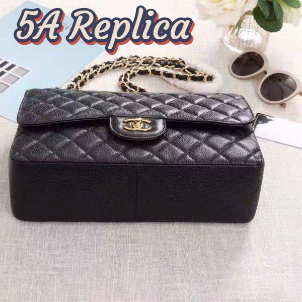Replica Chanel Women Large Classic Handbag in Grained Calfskin Leather-Black 6