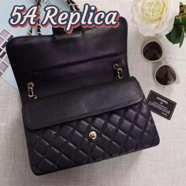 Replica Chanel Women Large Classic Handbag in Grained Calfskin Leather-Black 7