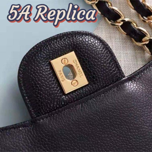 Replica Chanel Women Large Classic Handbag in Grained Calfskin Leather-Black 11