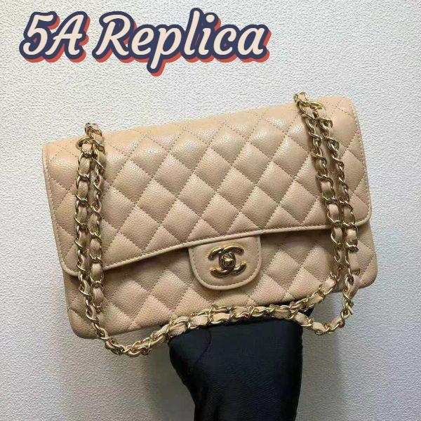 Replica Chanel Women Large Classic Handbag in Grained Calfskin Leather-Sandy 3