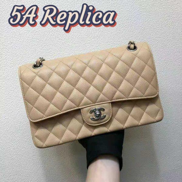 Replica Chanel Women Large Classic Handbag in Grained Calfskin Leather-Sandy 4