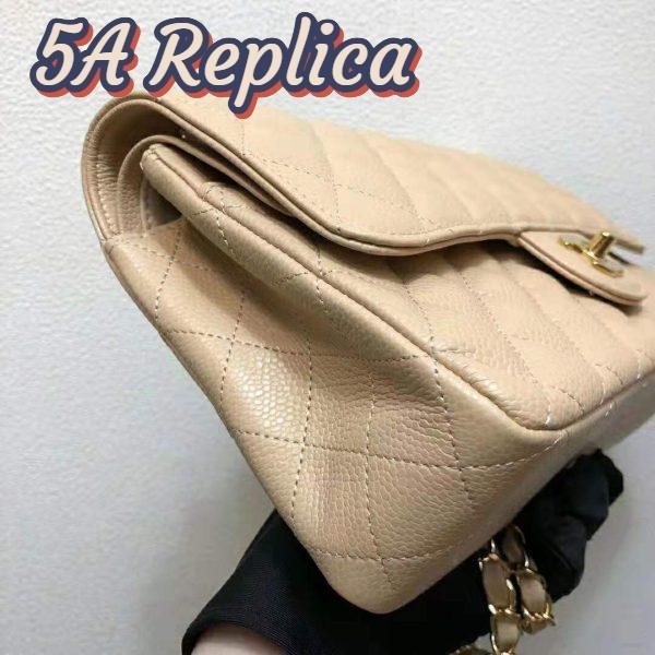 Replica Chanel Women Large Classic Handbag in Grained Calfskin Leather-Sandy 11