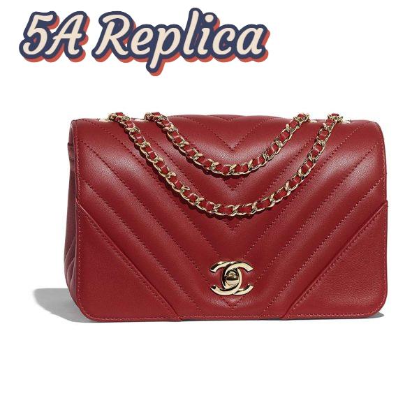 Replica Chanel Women Mini Flap Bag in Calfskin Leather-Red 2