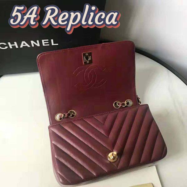 Replica Chanel Women Mini Flap Bag in Calfskin Leather-Red 6