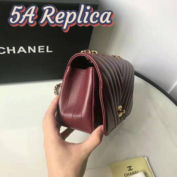 Replica Chanel Women Mini Flap Bag in Calfskin Leather-Red 9