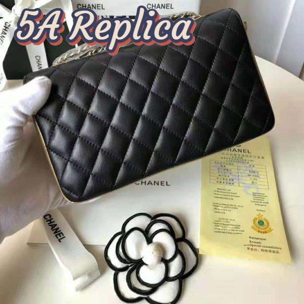 Replica Chanel Women Small Flap Bag in Metallic Lambskin Leather-Black 5