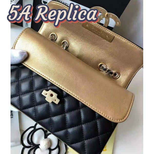 Replica Chanel Women Small Flap Bag in Metallic Lambskin Leather-Black 7