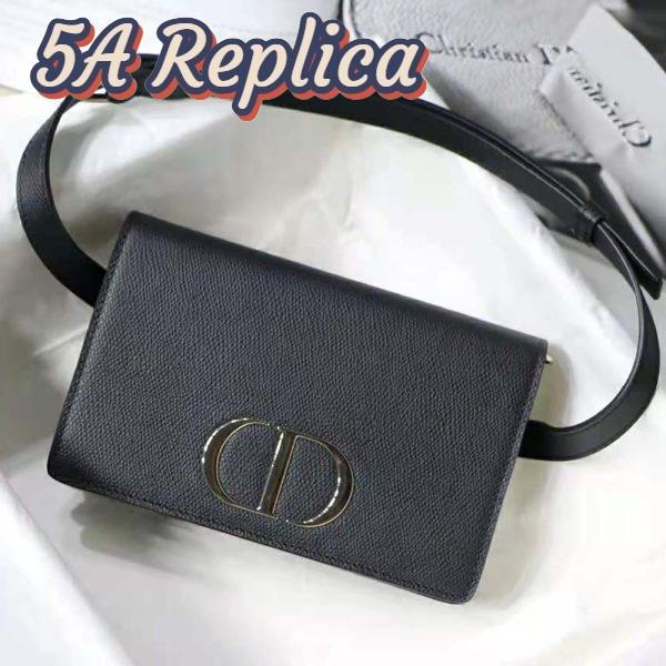 Replica Dior Women 30 Montaigne 2-in-1 Pouch Stone Grained Calfskin-Black 4