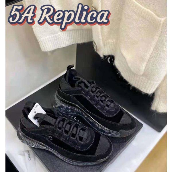Replica Chanel Women Sneakers Suede Calfskin Velvet & Grosgrain Black 3
