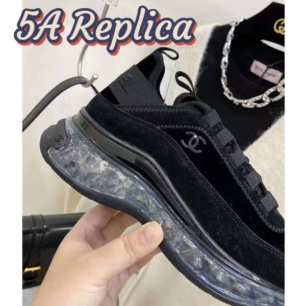 Replica Chanel Women Sneakers Suede Calfskin Velvet & Grosgrain Black 14