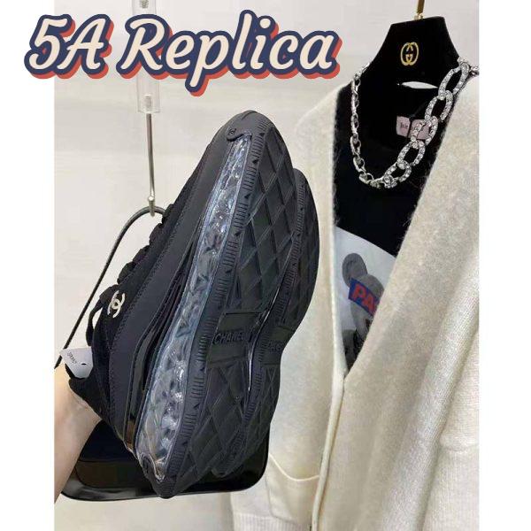 Replica Chanel Women Sneakers Suede Calfskin Velvet & Grosgrain Black 17